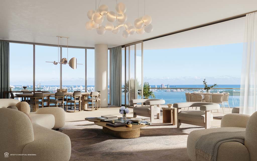 Vistas incríveis das sky villas e penthouses no St. Regis Residences Miami